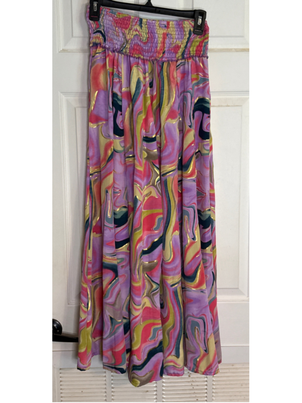 Karma Highway wide Leg Pants Size S Purple Pink Marble Print - Picture 3 of 5